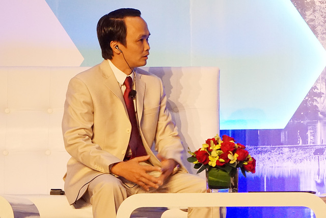 Ông Trịnh Văn Quyết trong Hội nghị Thượng đỉnh Kinh doanh Bloomberg ASEAN năm 2016. Ảnh: Duy Minh