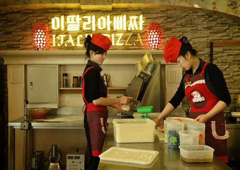 Một cửa hàng Pizza cao cấp ở Triều Tiên. (ảnh: Washington Post).