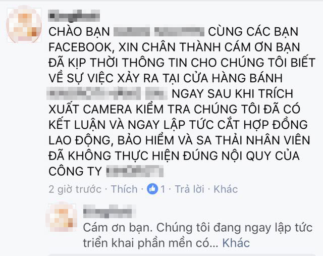 Cửa hàng đã lên tiếng xác nhận vụ việc.