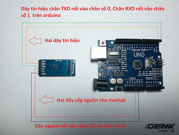 Sơ đồ kết nối chân HC-05 với Arduino