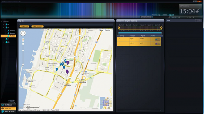 Ảnh chụp màn hình từ phần mềm làm việc của NSO Group cho thấy vị trí các thiết bị nhiễm Pegasus Ảnh: CitizenLab.