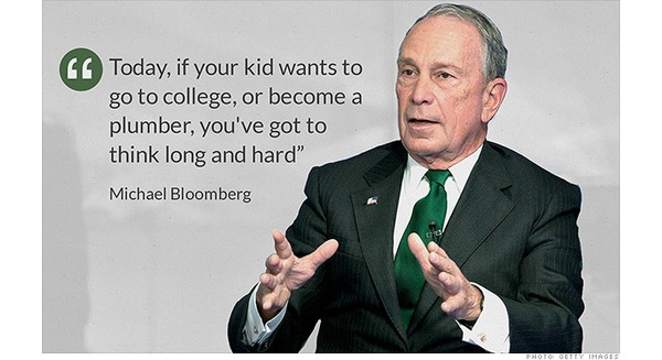 Tỷ phú Michael Bloomberg: 'Quên đại học đi, làm thợ sửa ống nước còn tốt hơn'