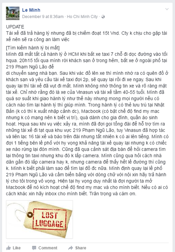 Tranh cãi quanh chuyến taxi chưa đi phút nào ở Sài Gòn