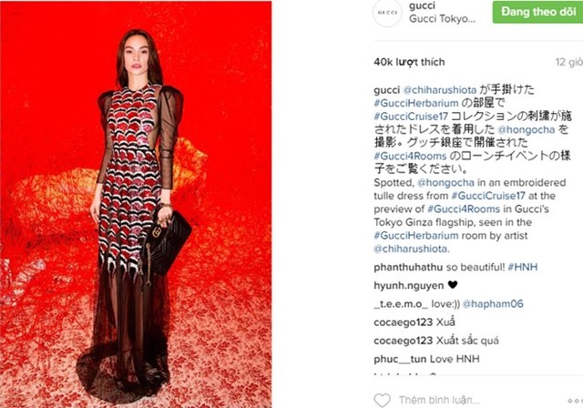Hình ảnh ca sĩ Hồ Ngọc Hà trên Instagram của Gucci. Ảnh: Instagram.