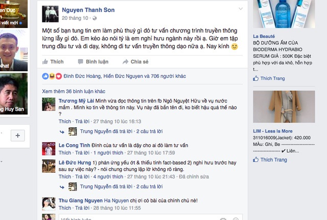 
Tại thời điểm có thông tin cho rằng T&A Ogilvy đứng đằng sau chiến dịch truyền thông của Vinastas, ông Nguyễn Thanh Sơn đã thông tin cho bạn bè trên facebook
