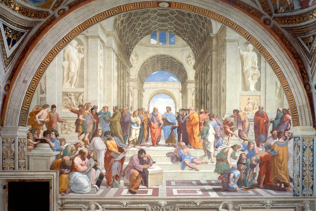
Bức bích họa The School of Athens của Raphael được vẽ vào khoảng từ năm 1509 - 1511

