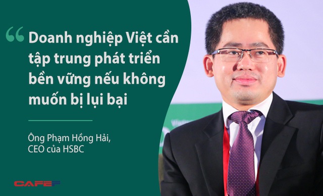  Ông Phạm Hồng Hải, CEO của HSBC, khẳng định khi nhắc tới thách thức của doanh nghiệp Việt. Là ngân hàng toàn cầu, HSBC sẵn sàng chào mời các tập đoàn lớn vay với lãi suất ưu đãi thậm chí còn rẻ hơn cả lãi suất huy động nhưng cũng sẵn sàng quay lưng với doanh nghiệp vừa và nhỏ. Theo ông Hải, đây là cơ hội lớn với ngân hàng Việt Nam. 
