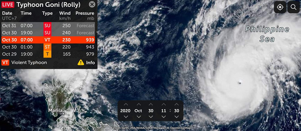 Bão Goni khả năng tăng cấp thành siêu bão trước khi đổ bộ Philippines, sẽ đi vào Biển Đông trong đêm 1/11 - Ảnh 1.