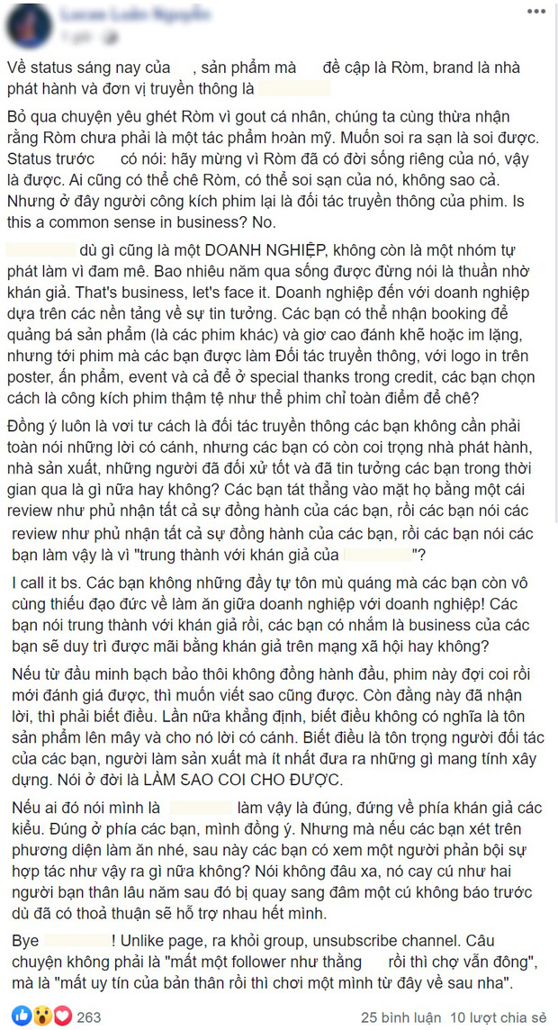 Biến căng: Đối tác truyền thông của Ròm review phim nặng nề không thương tiếc, netizen tranh cãi trung thành khán giả hay thiếu chuyên nghiệp? - Ảnh 5.