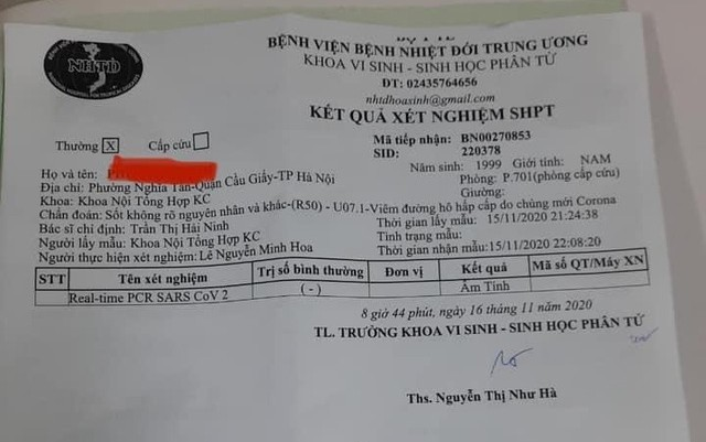  (Cập nhật) Bệnh nhân ở Hà Nội vừa phát hiện dương tính lại có kết quả xét nghiệm âm tính với SARS-CoV-2 - Ảnh 1.