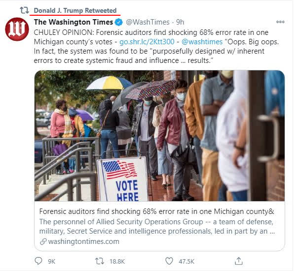  Washington Times: Điều tra máy kiểm phiếu của 1 hạt ở Michigan - Phát hiện cực sốc về tỉ lệ sai sót - Ảnh 1.