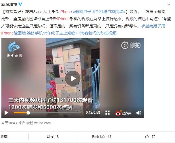 Cộng đồng mạng Trung Quốc thán phục độ chịu chơi của người Việt dùng vỏ iPhone lát tường - Ảnh 1.