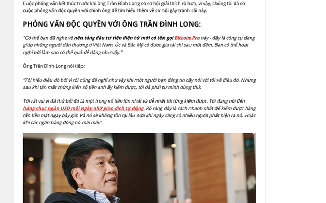  Tỷ phú Phạm Nhật Vượng, Trần Đình Long bị giả mạo, kéo vào cuộc làm giàu với bitcoin  - Ảnh 1.