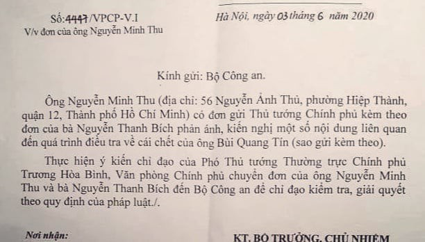  Phó Thủ tướng yêu cầu Bộ Công an giải quyết đơn vụ tiến sĩ Bùi Quang Tín tử vong - Ảnh 1.