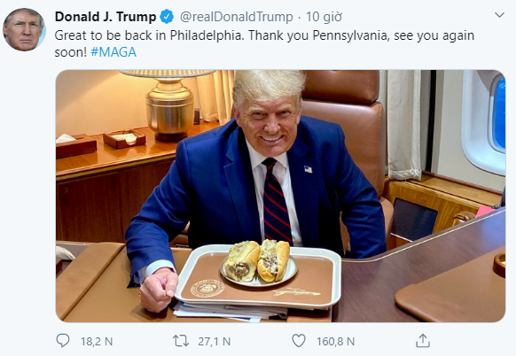 Bức ảnh ông Trump ăn bánh mì kiểu Việt gây bão, hút hơn nửa triệu like chỉ sau 8 giờ - Ảnh 1.