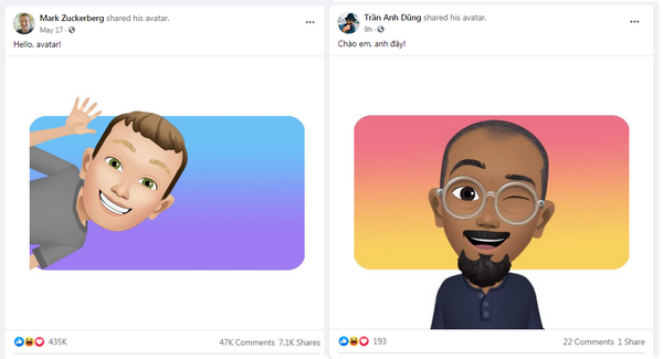Tính năng mới của Facebook mang tên Facebook Avatar sẽ khiến cho trang cá nhân của bạn sáng tạo và đa dạng hơn bao giờ hết. Tự tạo ra hình ảnh 3D độc đáo của riêng mình và chia sẻ với bạn bè của mình. Tất cả mọi người đều sẽ phải ngưỡng mộ sự sáng tạo của bạn!
(The new feature of Facebook called \