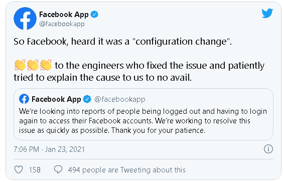 Facebook trả lời trước sự cố hàng loạt người dùng bị đăng xuất tài khoản - Ảnh 1.