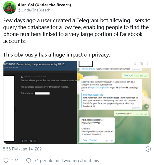 Hơn nửa tỷ số điện thoại của người dùng Facebook bị rao bán trên Telegram - Ảnh 1.