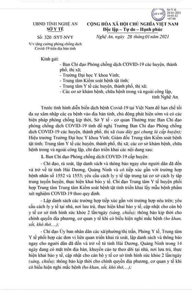Hà Tĩnh, Nghệ An cách ly những người tiếp xúc với F1 của bệnh nhân 1553 - Ảnh 1.
