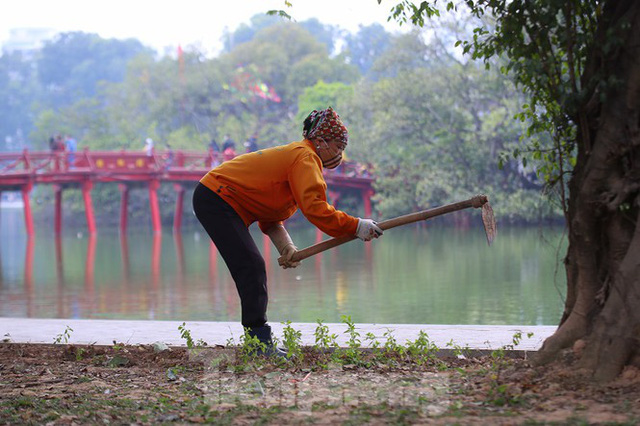  Thảm hoa hồ Hoàn Kiếm nát bươm sau giao thừa và Tết Dương lịch  - Ảnh 21.