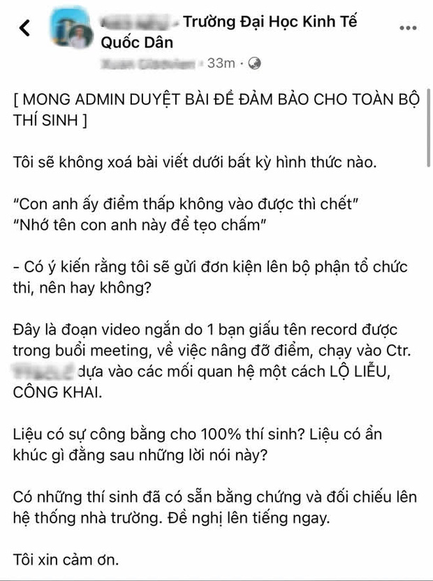  Lộ clip 2 giáo viên được cho là ở ĐH Kinh tế Quốc dân nâng điểm lộ liễu để học sinh chạy vào lớp chất lượng cao: Phía nhà trường chính thức lên tiếng! - Ảnh 1.