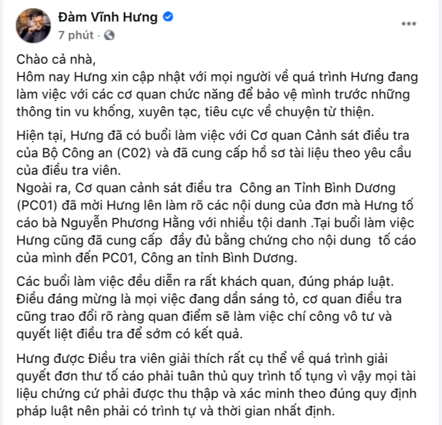  Nóng: Đàm Vĩnh Hưng xác nhận đã làm việc với cơ quan chức năng, tuyên bố cực căng về vụ kiện tụng với bà Phương Hằng! - Ảnh 2.