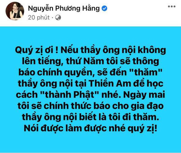  Bà Phương Hằng một lần nữa khẳng định sẽ đến Tịnh thất Bồng Lai: Cùng trên dưới 50 người và hoàn toàn hợp pháp - Ảnh 3.