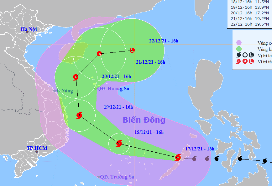 2 kịch bản tác động của bão Rai có đường đi kì dị đến các tỉnh ven biển nước ta - Ảnh 1.