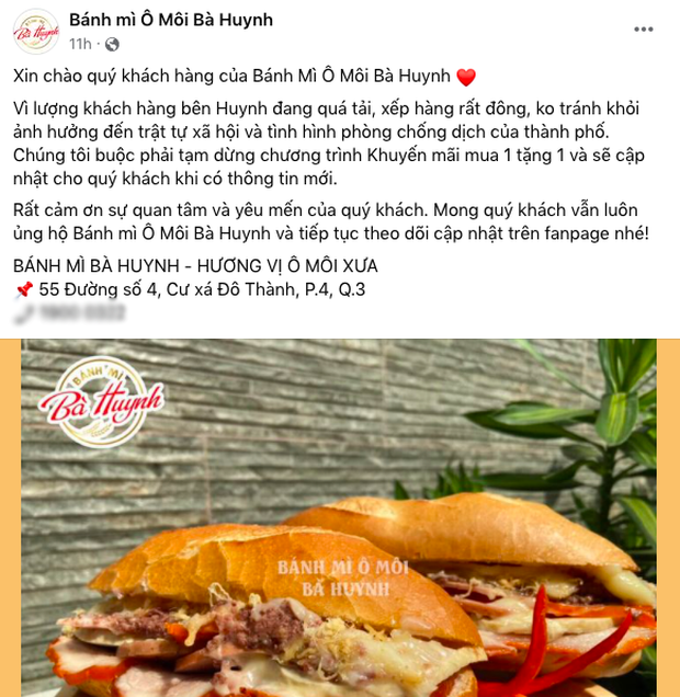  Bánh mì Bà Huynh bất ngờ thông báo dừng mua 1 tặng 1 dù từng “hứa” cuối tháng mới hết, nghe lý do lại được ủng hộ - Ảnh 2.