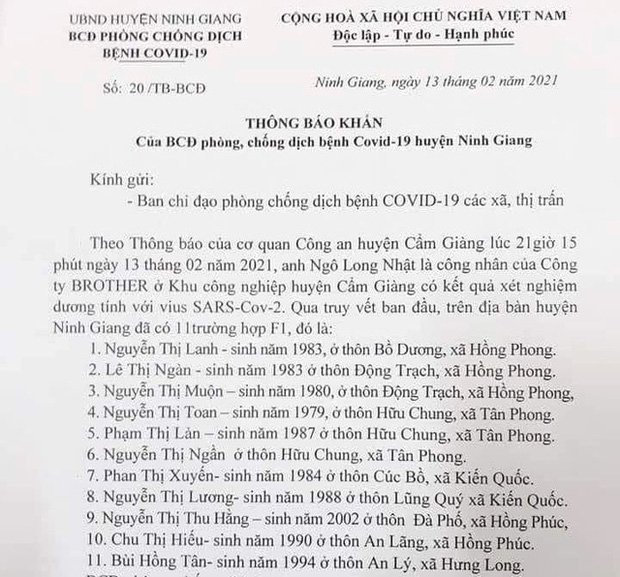 KHẨN: Những ai tiếp xúc với 11 công dân và lái xe ô tô huyện Ninh Giang khẩn trương khai báo y tế - Ảnh 1.