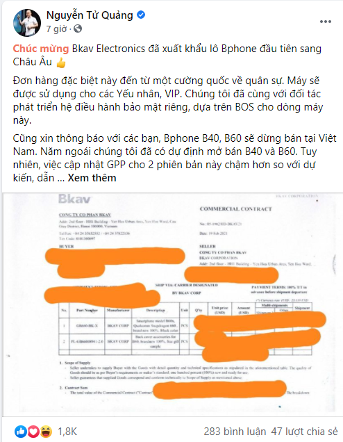 Không thể mở bán tại Việt Nam, Bphone xuất khẩu lô hàng đầu tiên sang châu Âu, dành riêng cho yếu nhân và VIP - Ảnh 1.