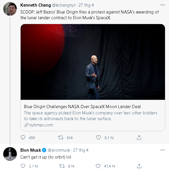 Elon Musk chế nhạo Jeff Bezos: “Mãi không dựng lên được” - Ảnh 2.
