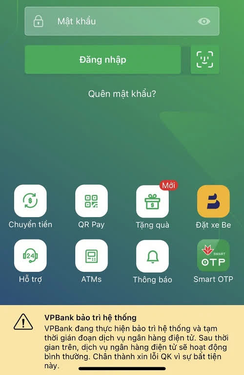  App của VPBank bị lỗi, khách hàng không thể giao dịch được  - Ảnh 1.