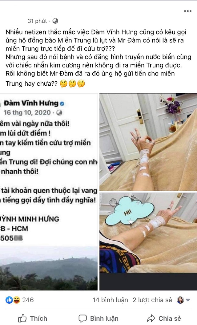 Sau Hoài Linh, Đàm Vĩnh Hưng bất ngờ bị CĐM chất vấn về số tiền từ thiện miền Trung, ông hoàng nhạc Việt lên tiếng: Ai nói sai, làm bậy chắc chắn sẽ nhận lấy nghiệp do chính mình tạo ra - Ảnh 3. Sau Hoài Linh, Đàm Vĩnh Hưng bất ngờ bị CĐM chất vấn về số tiền từ thiện miền Trung, ông hoàng nhạc Việt lên tiếng: Ai nói sai, làm bậy chắc chắn sẽ nhận lấy nghiệp do chính mình tạo ra - Ảnh 3.