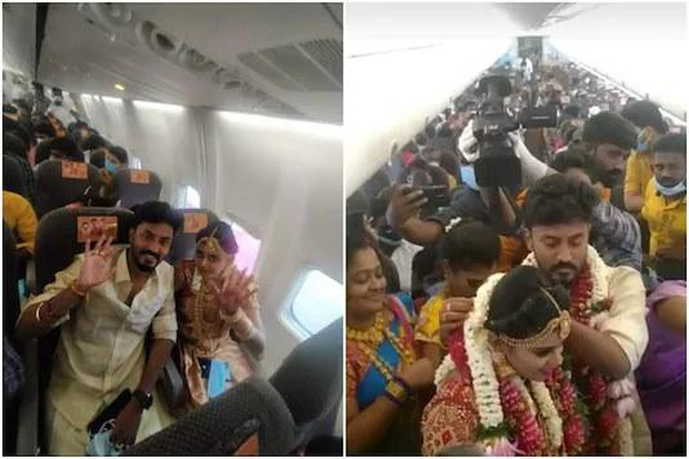  Lách luật cấm tụ tập, cặp đôi Ấn Độ tổ chức đám cưới trên máy bay, hình ảnh 161 khách chen lấn đông như kiến khiến MXH choáng váng - Ảnh 1.