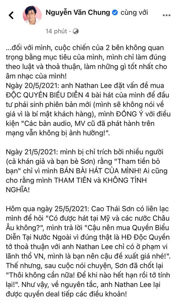  Biến mới: Nathan Lee đã mua độc quyền vô thời hạn nhạc Nguyễn Văn Chung trên mọi lãnh thổ, Cao Thái Sơn chính thức mất trắng loạt hit - Ảnh 2.