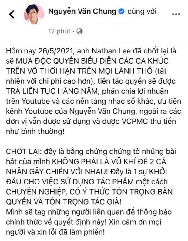  Biến mới: Nathan Lee đã mua độc quyền vô thời hạn nhạc Nguyễn Văn Chung trên mọi lãnh thổ, Cao Thái Sơn chính thức mất trắng loạt hit - Ảnh 3.