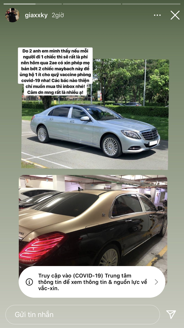  Rich kid Gia Kỳ bất ngờ rao bán 2 chiếc Maybach để ủng hộ Quỹ vaccine Covid-19: Chơi đẹp thật sự! - Ảnh 2.