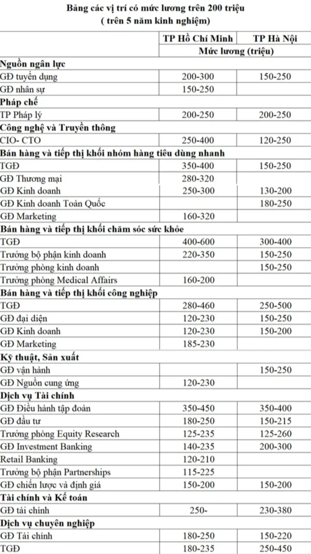  Các vị trí việc làm có mức lương trên 200 triệu ở Việt Nam - Ảnh 1.