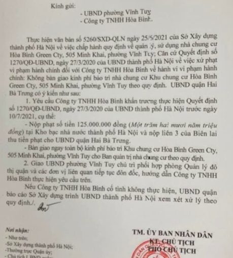 Công ty Hoà Bình xây dự án dát vàng nhưng nợ quỹ bảo trì, Hà Nội bắt trả ngay - Ảnh 1.