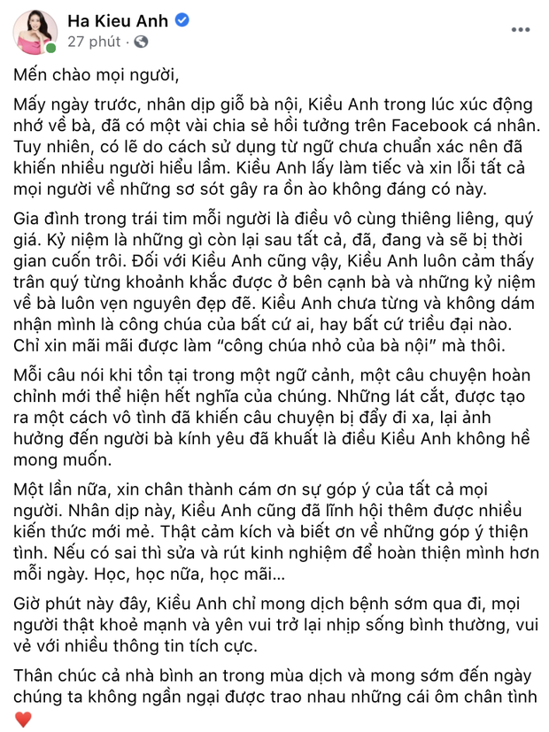  Hà Kiều Anh chính thức lên tiếng và xin lỗi khán giả về ồn ào Công chúa triều Nguyễn - Ảnh 1.