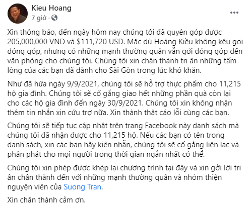 Tỷ phú Hoàng Kiều đưa ra thông báo giữa đêm, bất ngờ với số tiền quyên góp nhận được dù không đứng ra kêu gọi - Ảnh 1.