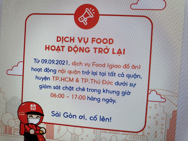  Grab, ShopeeFood mở lại dịch vụ giao đồ ăn tại TP.HCM  - Ảnh 1.