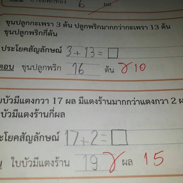 Bài Toán: Có 12 quả xoài, thêm 8 quả nữa thì được bao nhiêu? - Học trò ghi 20 bị gạch sai vì lý do khó hiểu từ cô giáo - Ảnh 4.