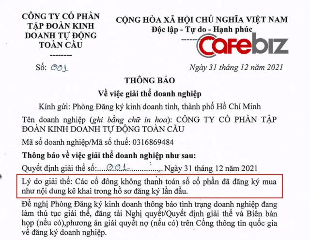 Bí ẩn đằng sau 2 văn bản số 001: Vì đâu CEO Nguyễn Vũ Quốc Anh vội ký giải thể DN 21,7 tỷ USD, tới mức copy cũng nhầm? - Ảnh 1.