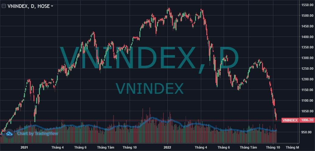 VN-Index lần đầu tiên nhúng xuống mức 3 chữ số sau gần 21 tháng - Ảnh 1.