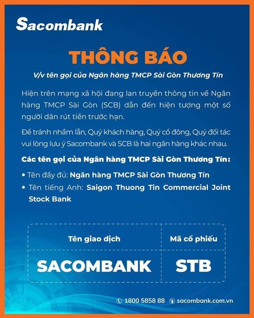 Sacombank lên tiếng vì bị nhầm với SCB: Sacombank và SCB là 2 ngân hàng khác nhau! - Ảnh 1.