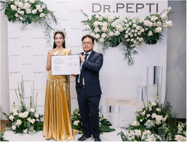 Hoa hậu Thùy Tiên xinh đẹp nức lòng tại sự kiện của DR.PEPTI ở Hà Nội - Ảnh 1.