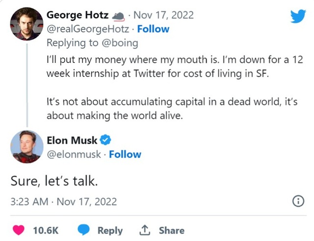 Chỉ một dòng bình luận, người đàn ông được Elon Musk mời về Twitter giữa bão sa thải nhân viên: 17 tuổi hack được iPhone, bị coi là 'kẻ thù' của Sony, còn đối đầu với Tesla - Ảnh 1.