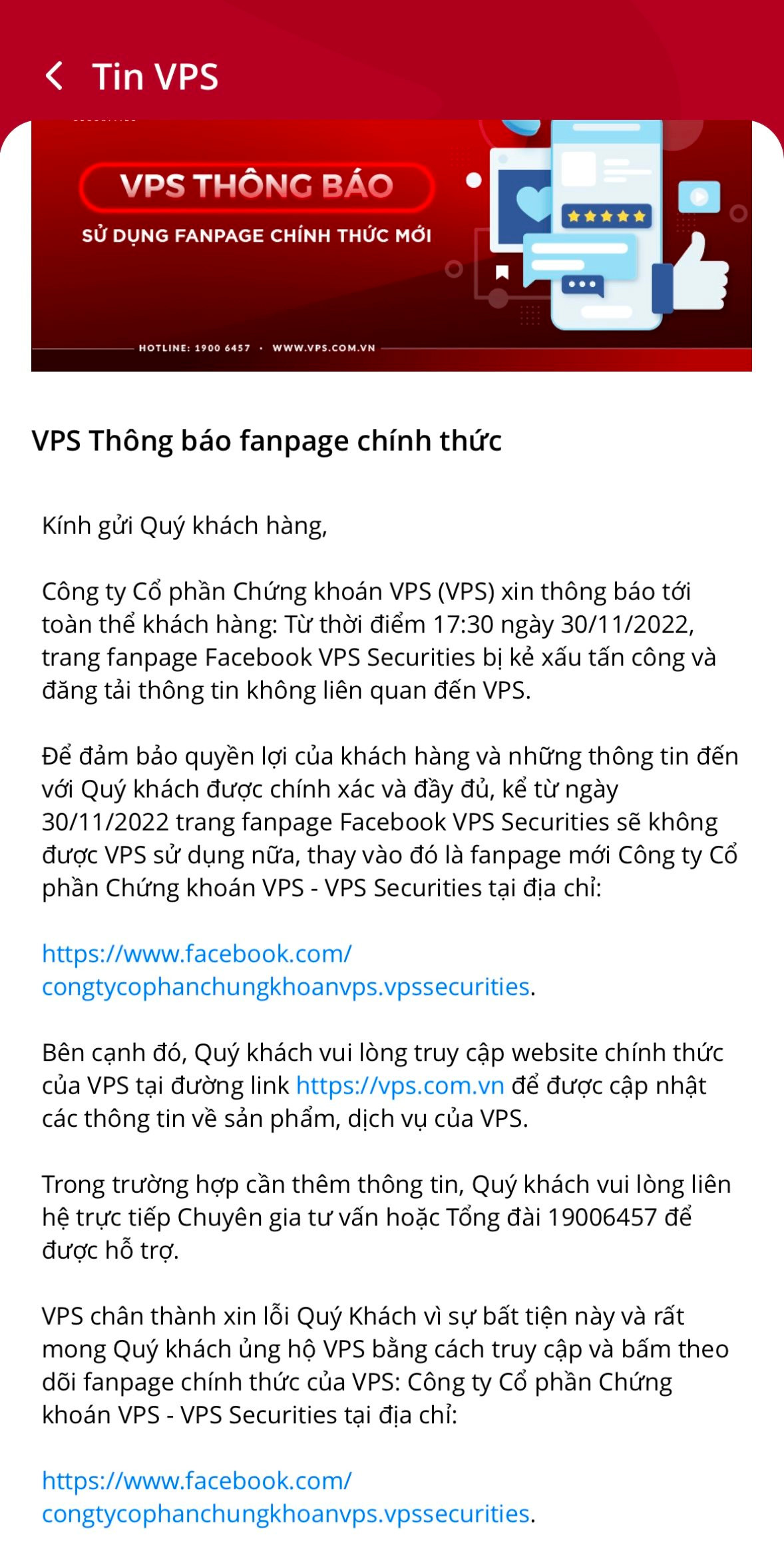Bị “hack” Fanpage Facebook, Chứng khoán VPS nói gì? - Ảnh 3.